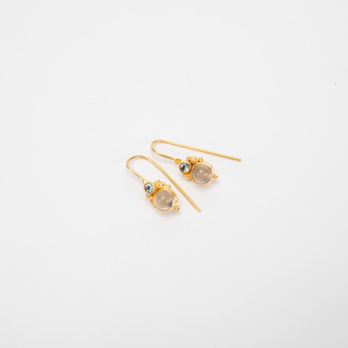 Gold Plated Moonstone and Blue Topaz Drop Earrings