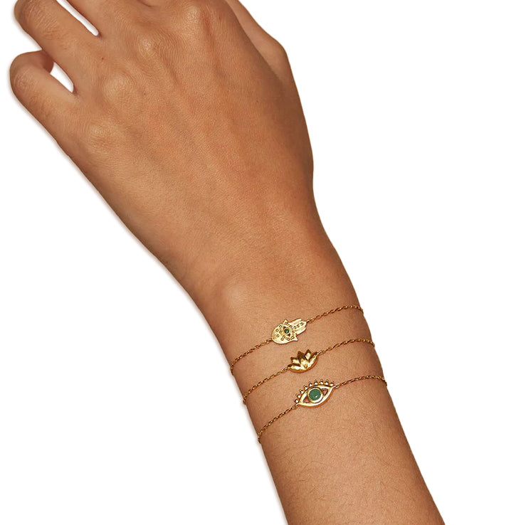 Gold Evil Eye Emerald Bracelet