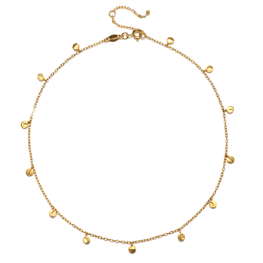Phases of the Moon Dainty Gold Choker Necklace