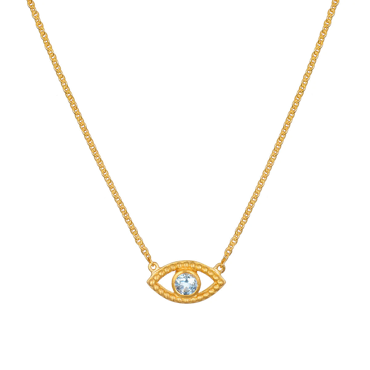 Evil Eye Blue Topaz Gold Choker Necklace