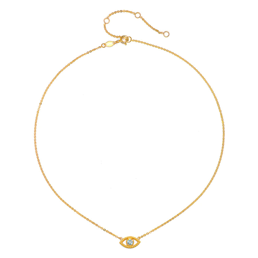 Evil Eye Blue Topaz Gold Choker Necklace