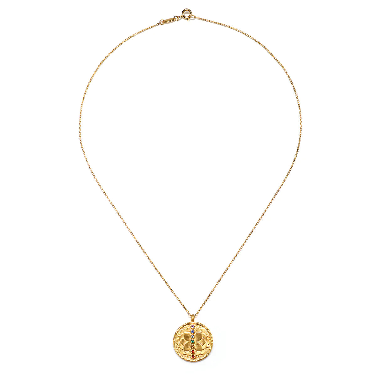 Chakra & Lotus Gold Coin Pendant Necklace