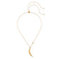 Large Crescent Moon & Star Gold Pendant Necklace