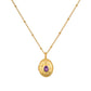 Gold Lotus Flower Gemstone Locket Necklace