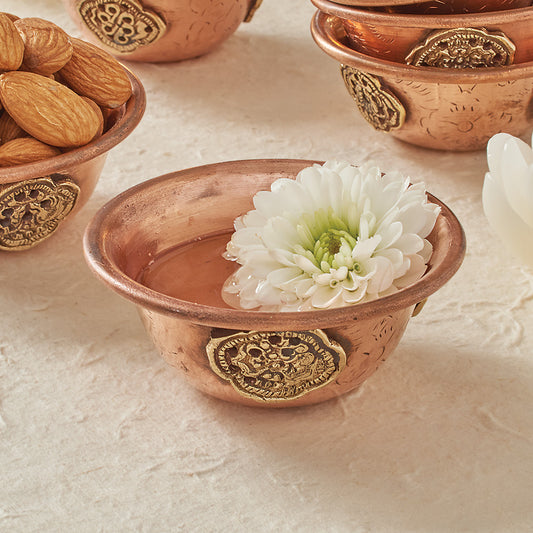 Copper Offering Bowl with Brass Medallion