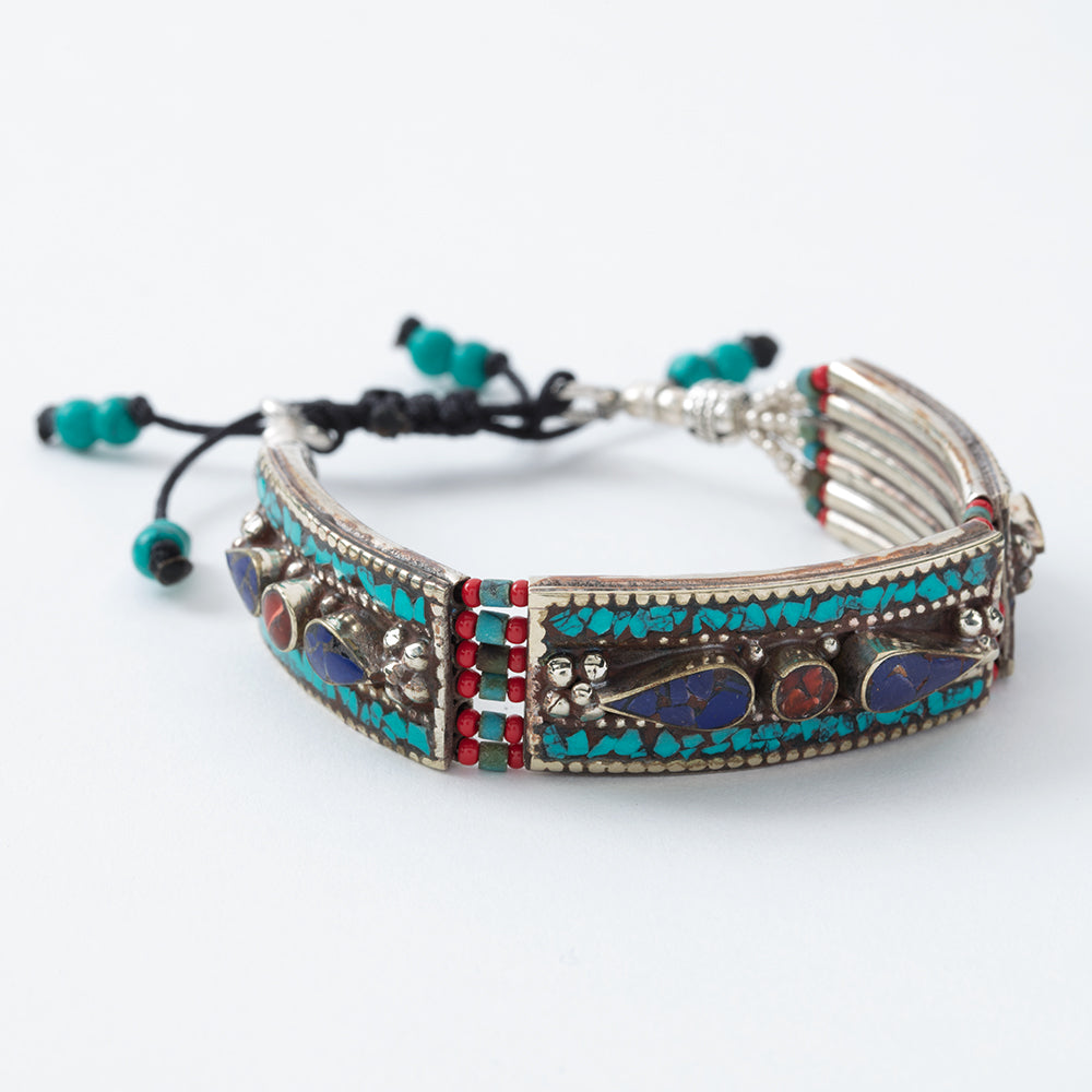 Tibetan Ethnic Bracelet with Turquoise Base
