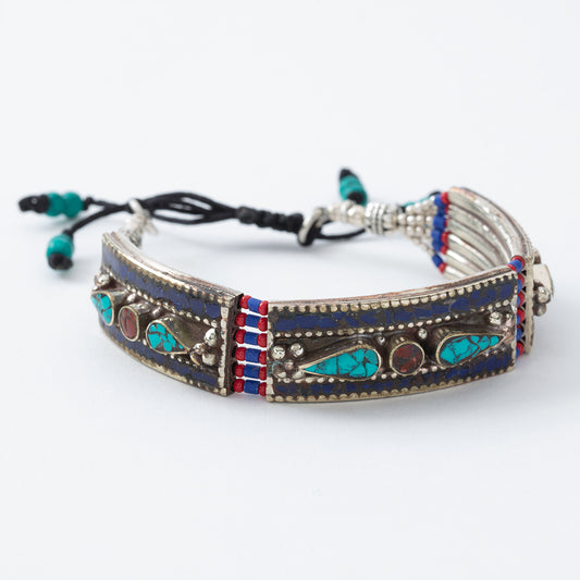 Tibetan Ethnic Bracelet with Lapis Base