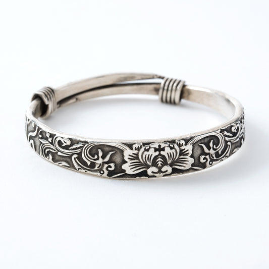 Silver Lotus Flower Bracelet