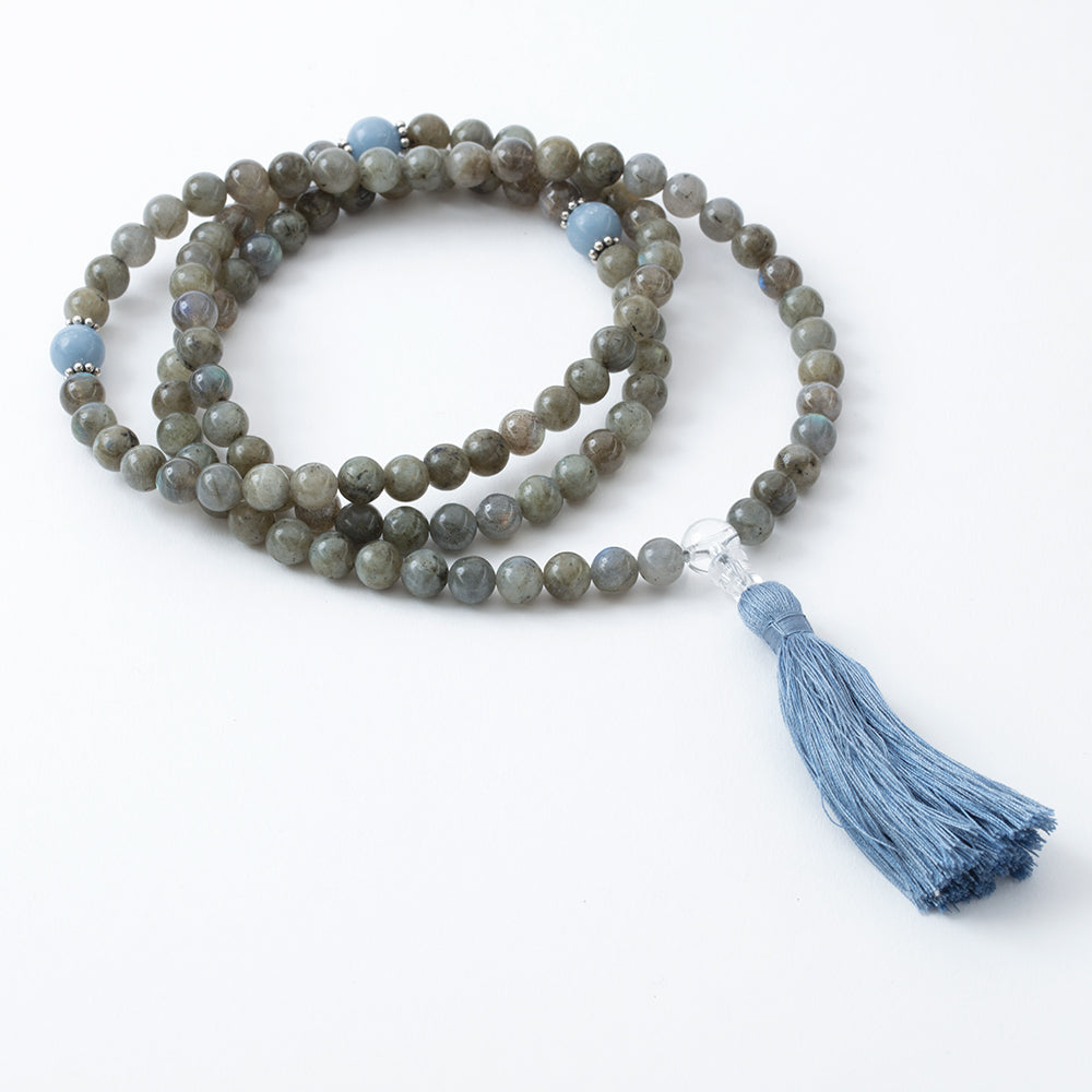 Labradorite and Angelite Mala, 108 beads