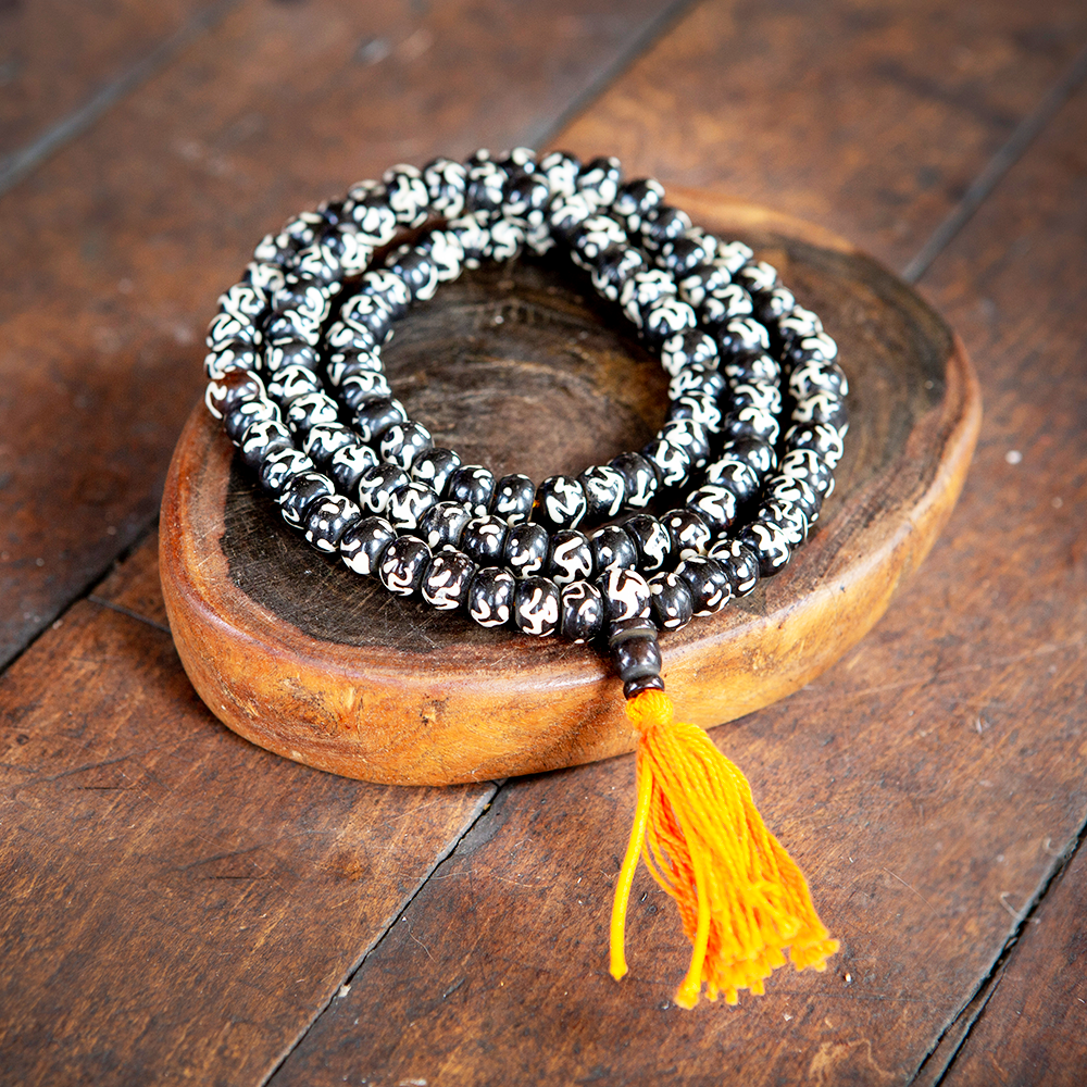 Buffalo Bone Om Mala, 108 beads