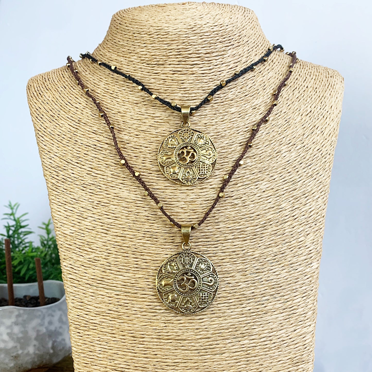 Brass Om Pendant Necklace