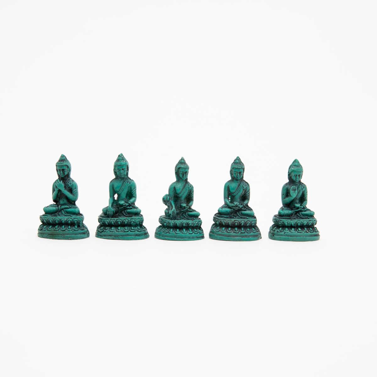 Mini Turquoise Buddha Statues - Set of 5