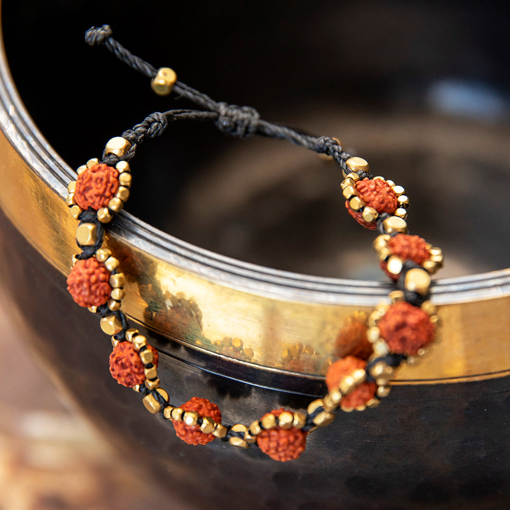 Rudraksha Seed and Brass Bracelet