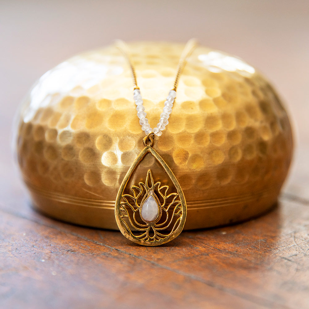 Brass Pendant Lotus Necklace
