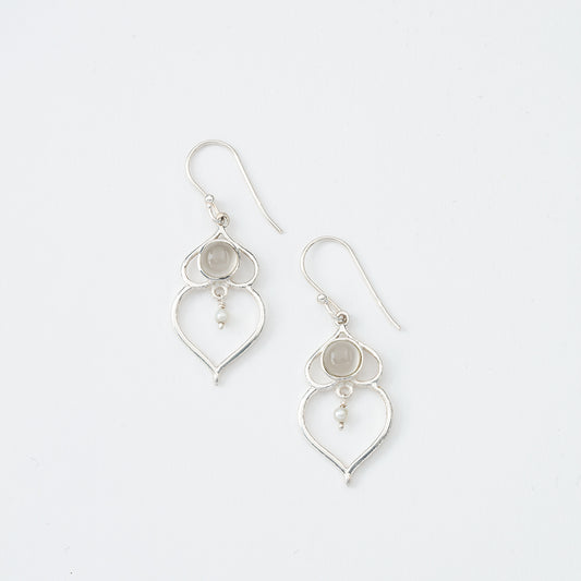 Stone and Pearl Earrings