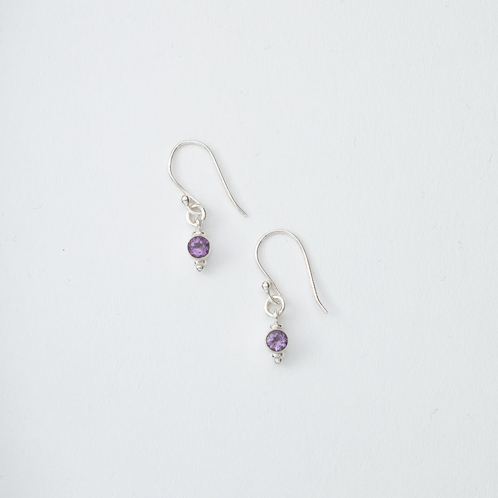 Small Purple Gem Dangle Earrings