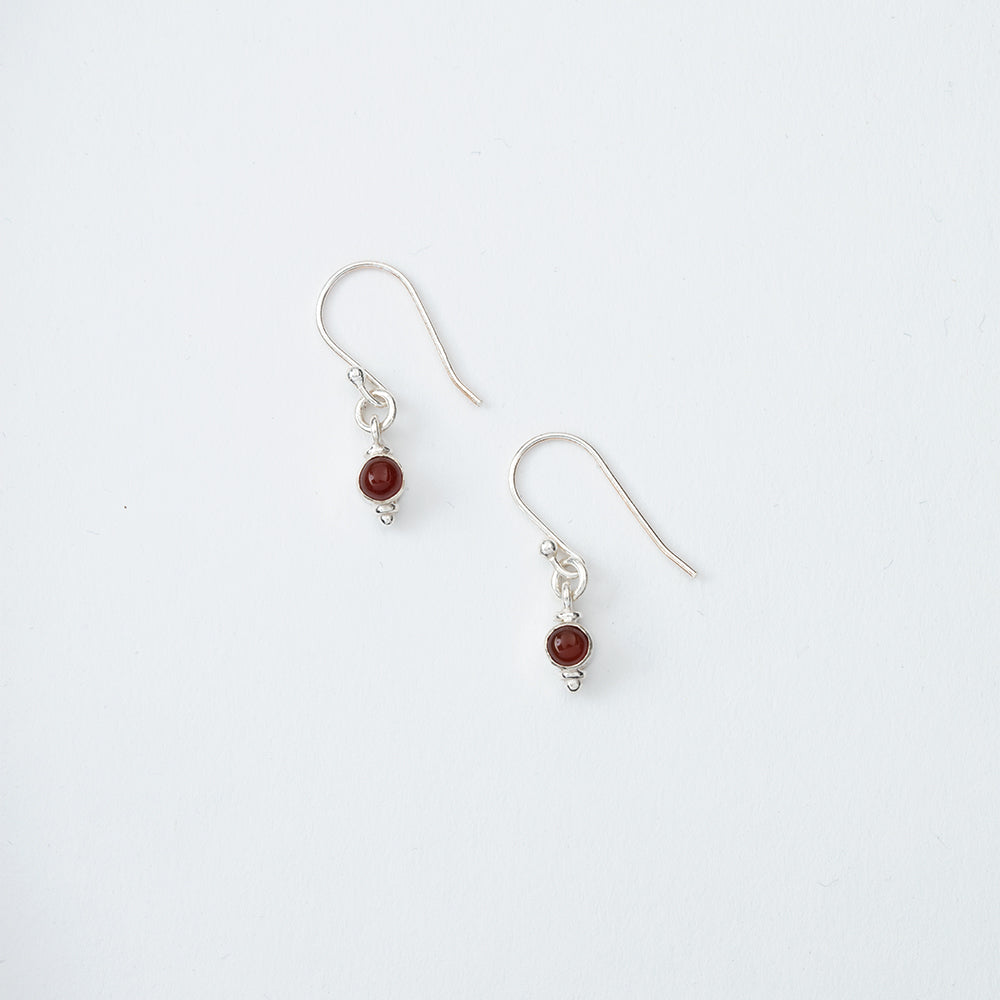 Small Maroon Stone Dangle Earrings