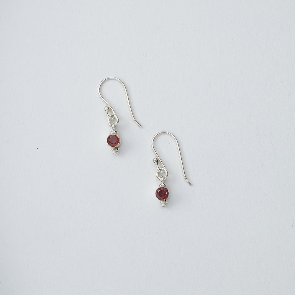 Small Red Gem Dangle Earrings