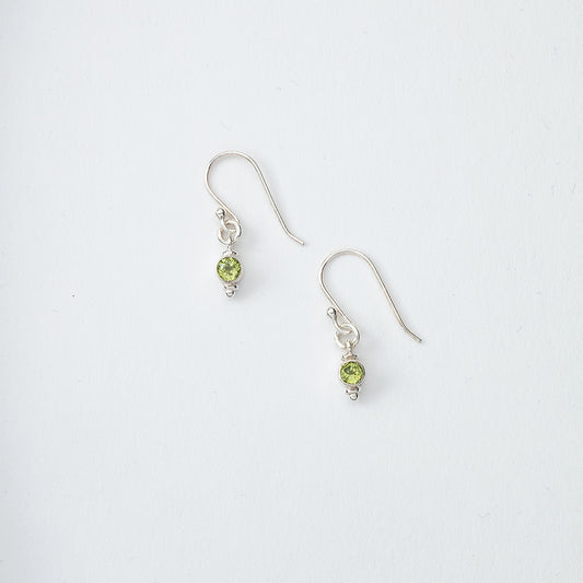 Small Green Gem Dangle Earrings
