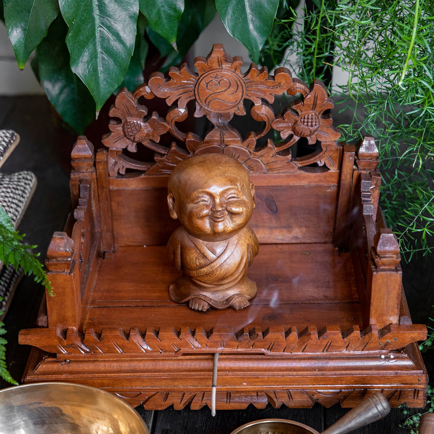 Wooden Happy Monk Statue