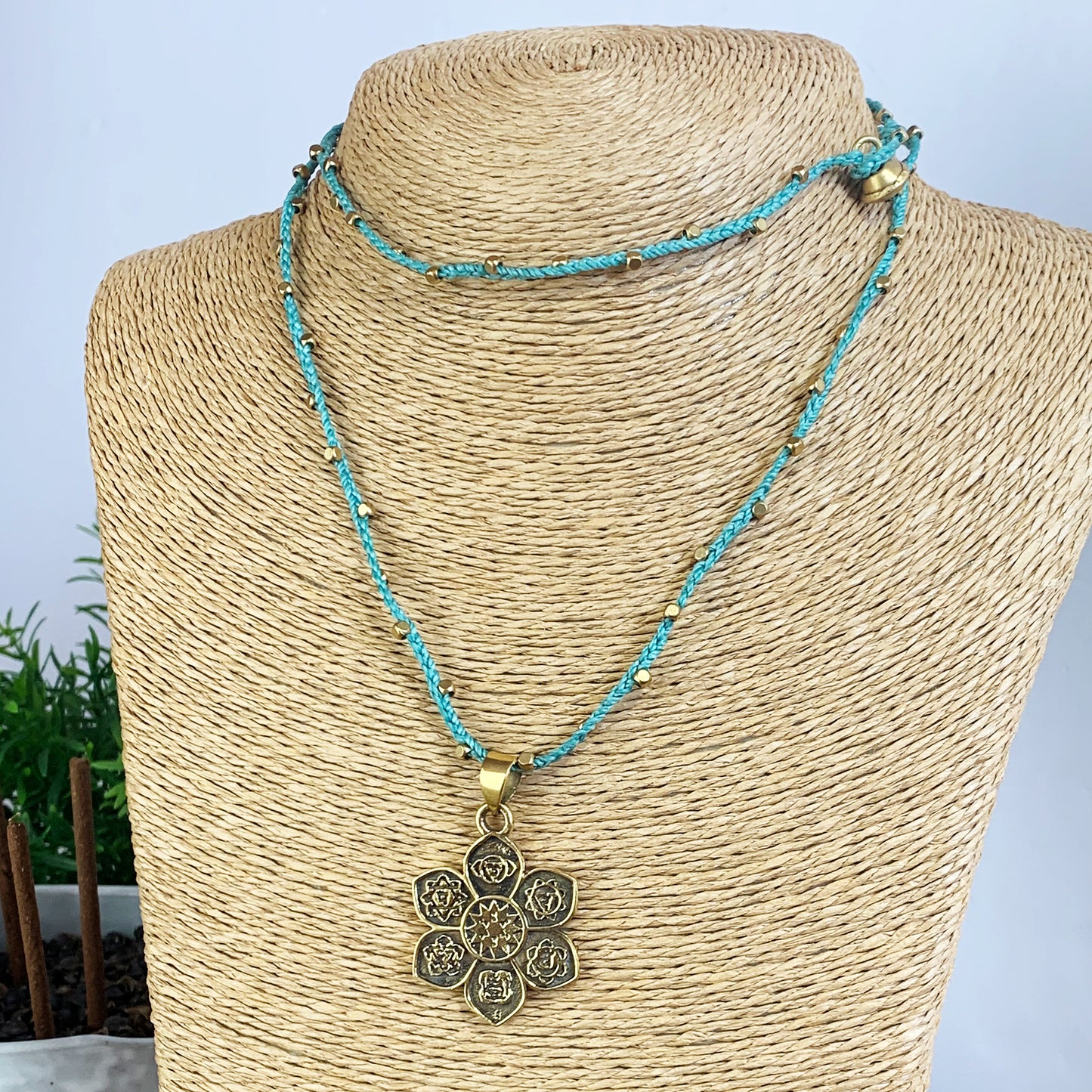 Brass Chakra Pendant Necklace