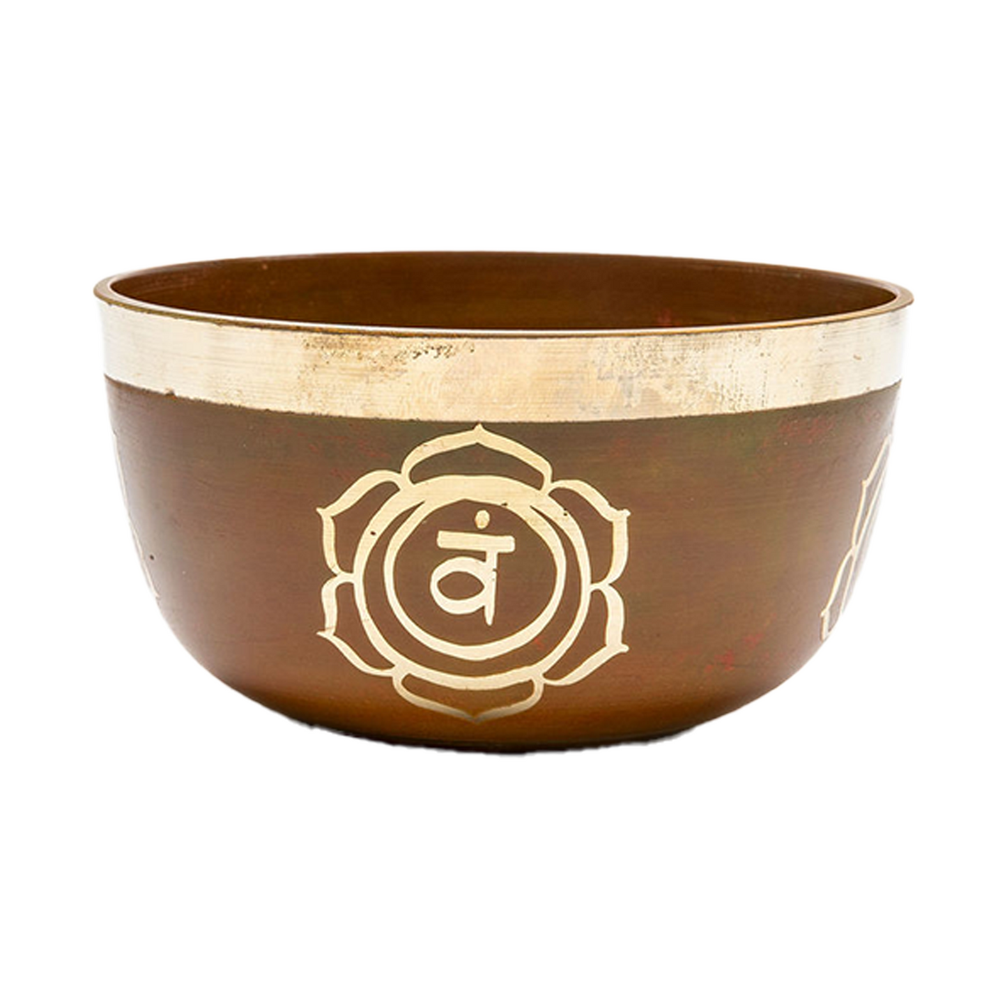 Side view of the orange chakra (sacral chakra) bowl on a white backdrop.