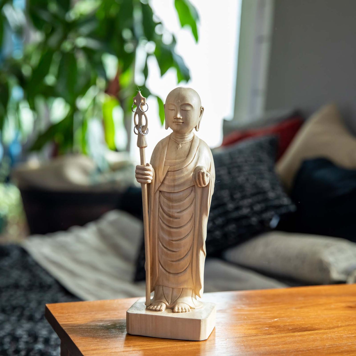 Wooden Jizo Man Statue