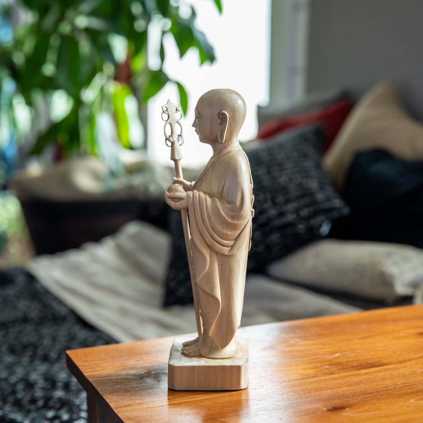 Wooden Jizo Man Statue