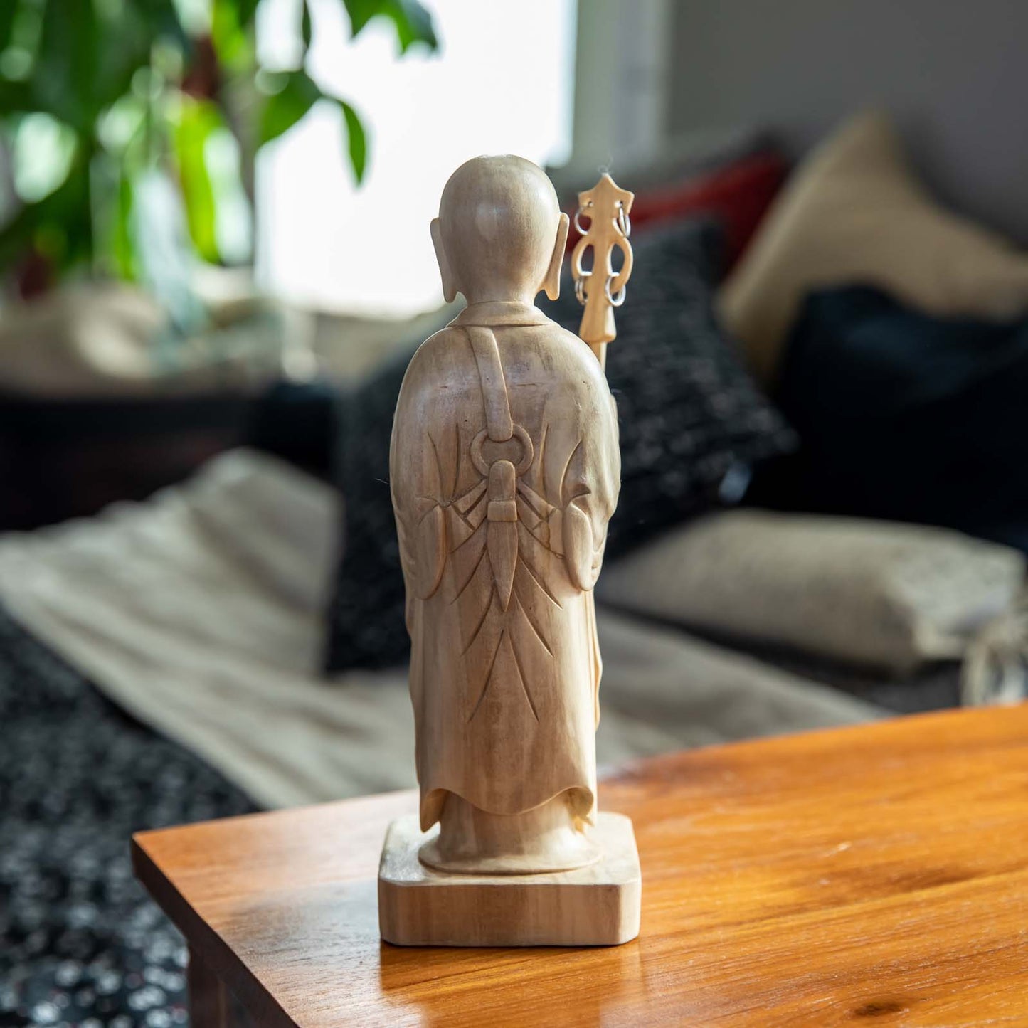 Wooden Jizo Man Statue