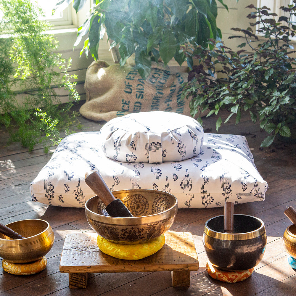 Navy Sunrise Zafu Zabuton Set