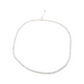 The White Moonstone Mala rests on a solid white backdrop. It is laid flat to form a perfect oval.