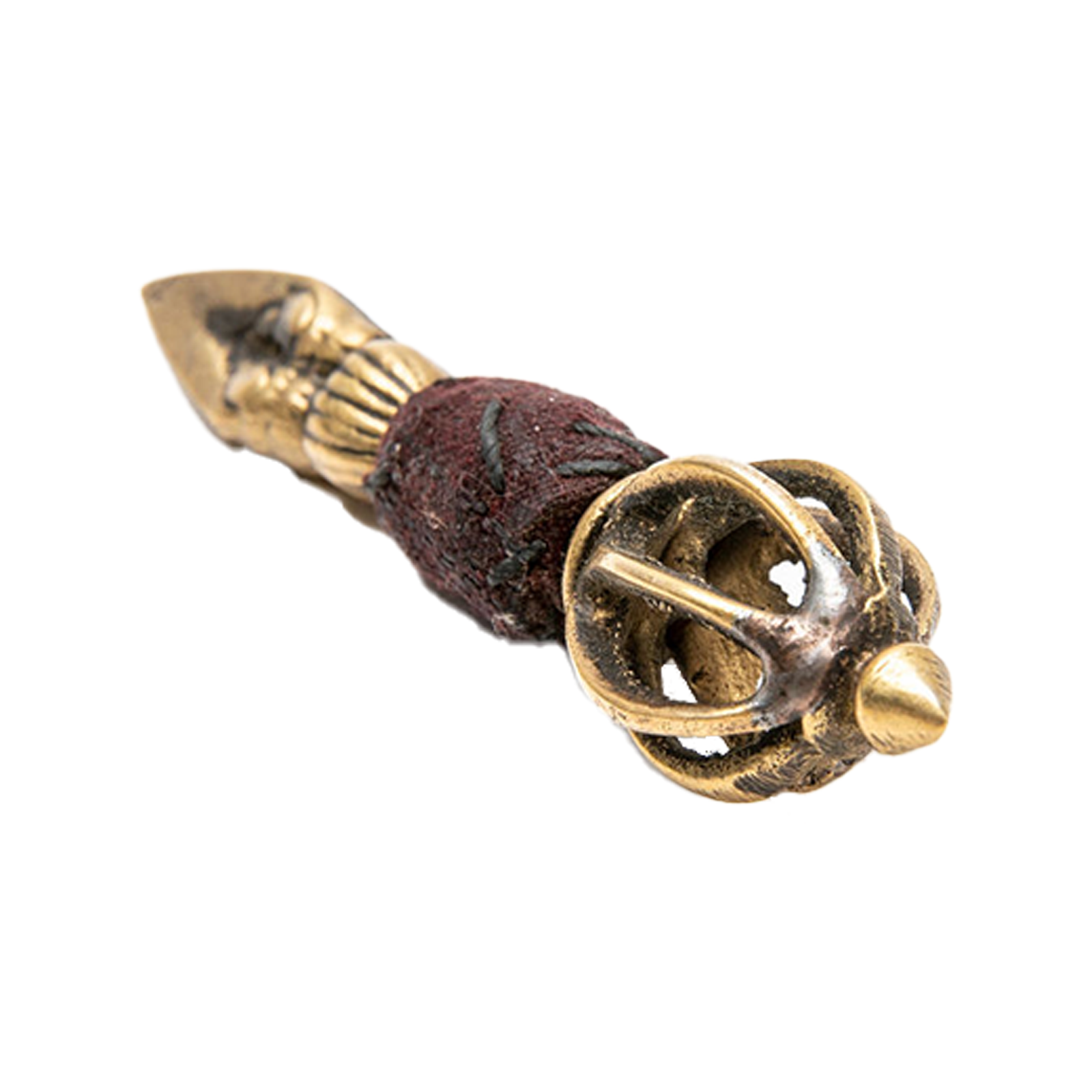 Close-up of the pommel of the Phurba dagger pendant. 