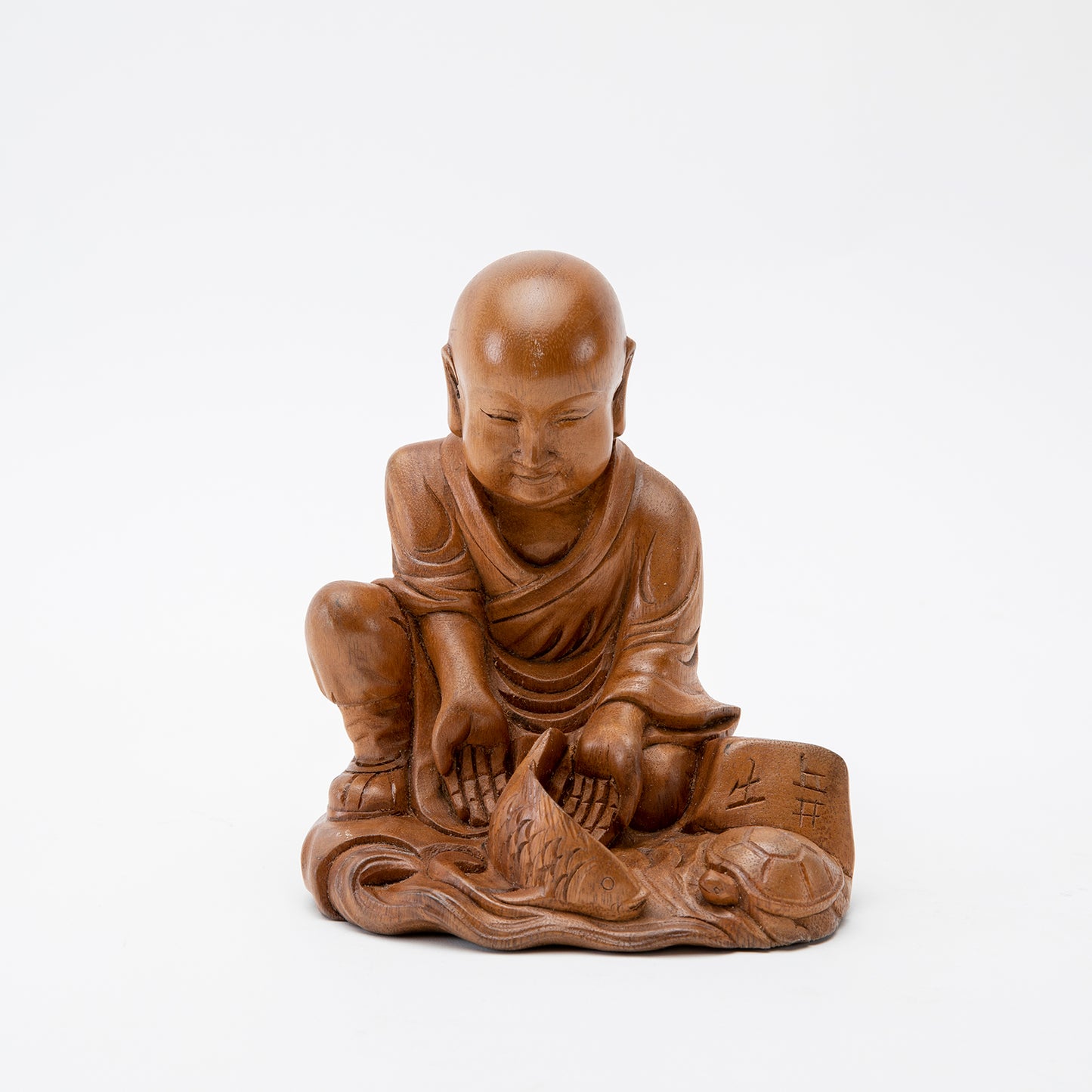 Wooden 'May All Beings Be Free' Statue