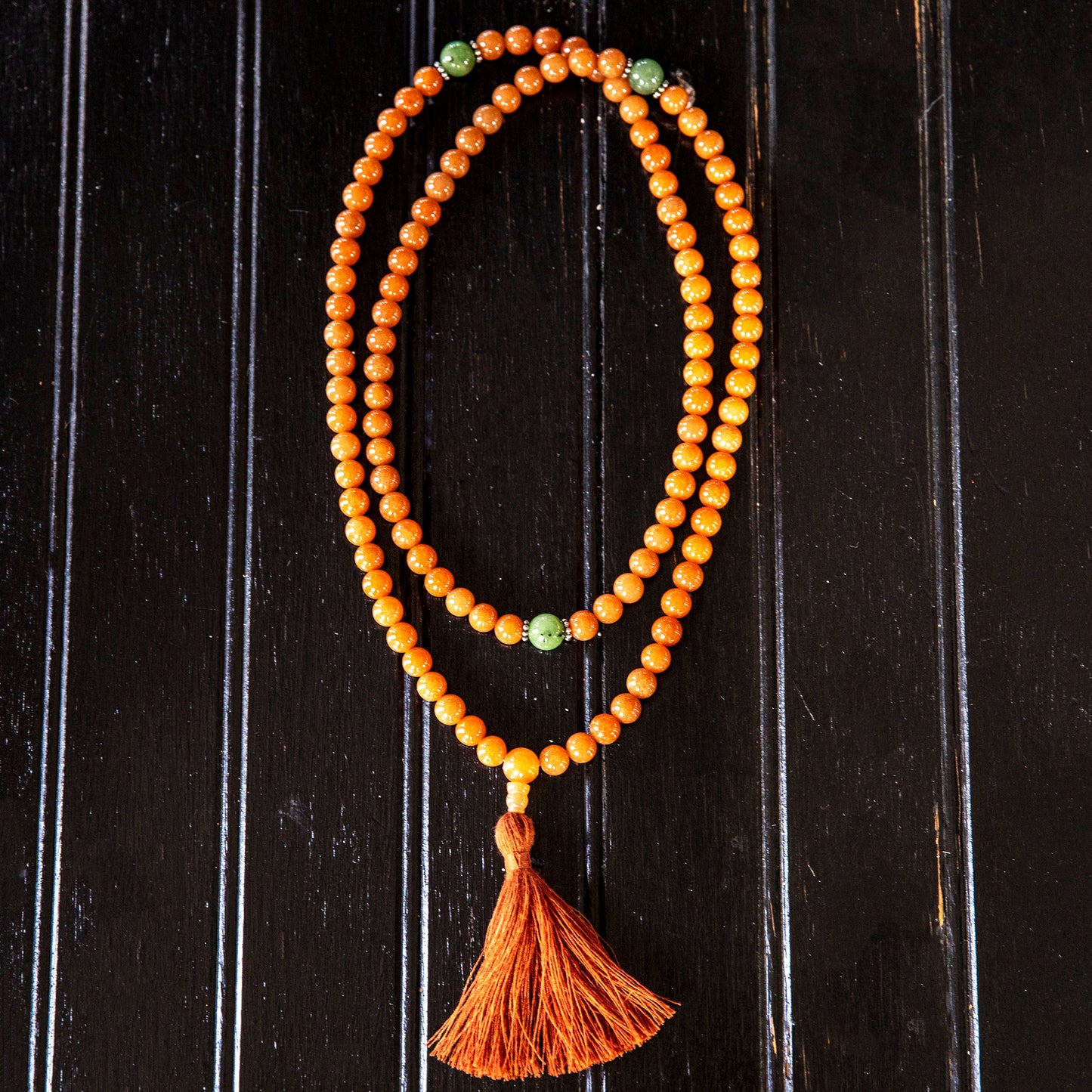 Red Aventurine with Burmese Jade Mala