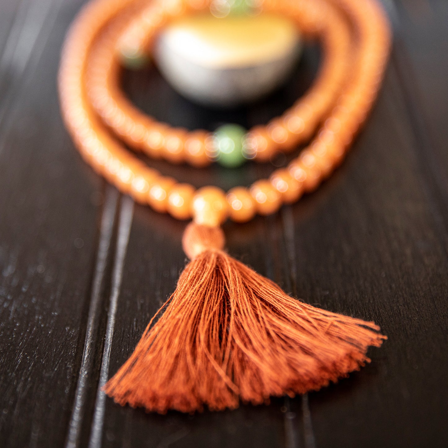 Red Aventurine with Burmese Jade Mala