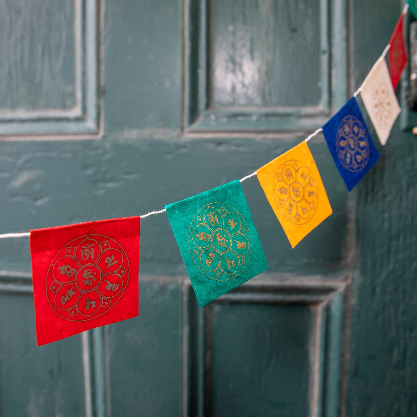 Miniature Om Lotus Paper Prayer Flags