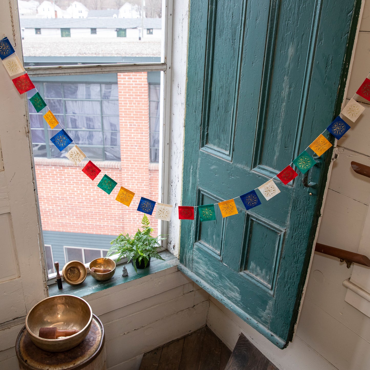 Miniature Om Lotus Paper Prayer Flags