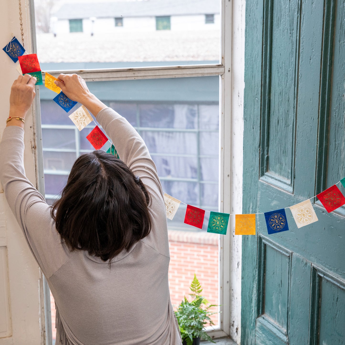 Miniature Om Lotus Paper Prayer Flags