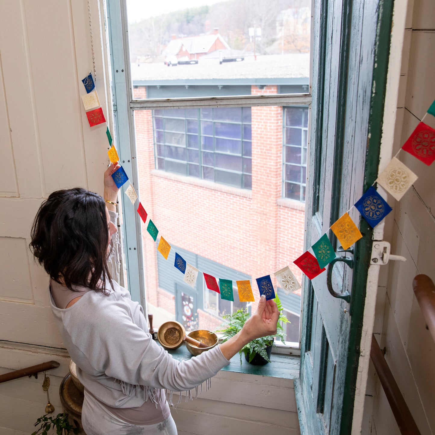 Miniature Om Lotus Paper Prayer Flags