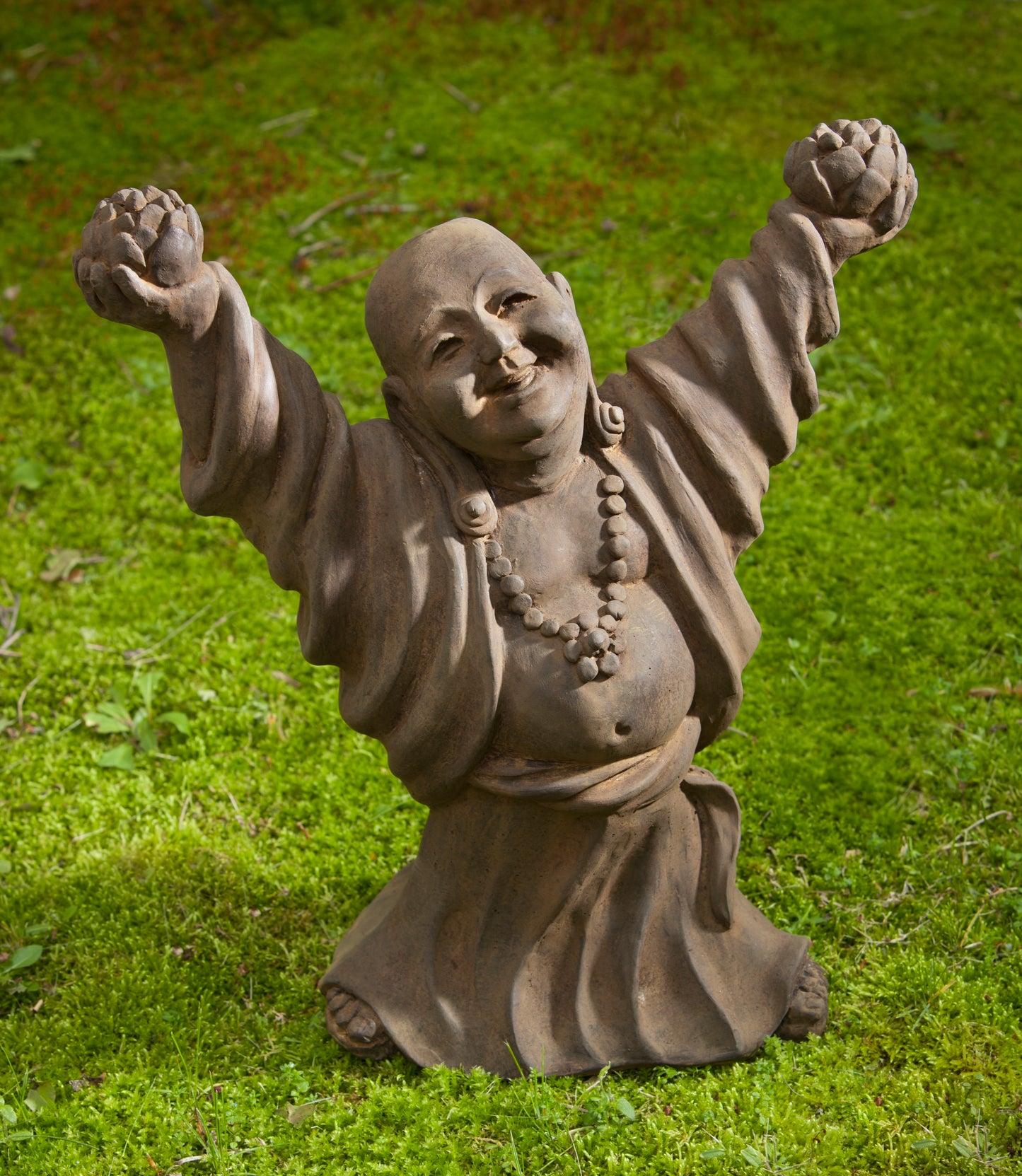 Budai with Lotus Flowers Garden Statue