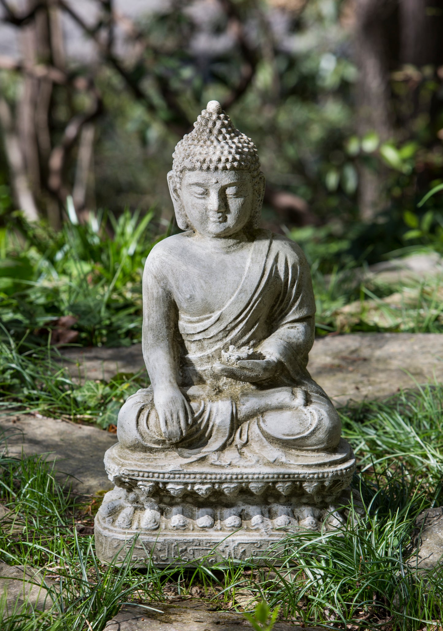 Seated Buddha with Lotus Flower Statue