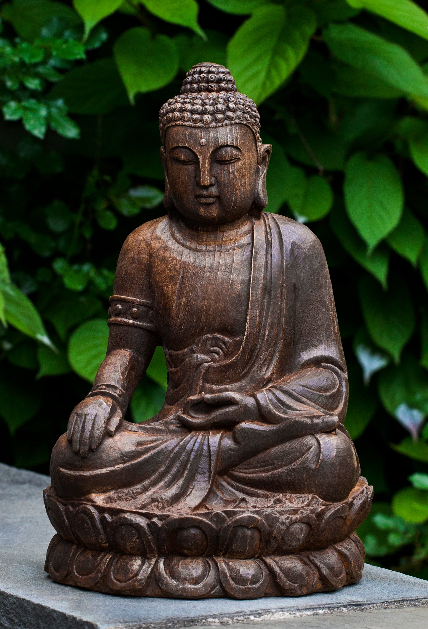 Antique Buddha on Lotus Throne Statue