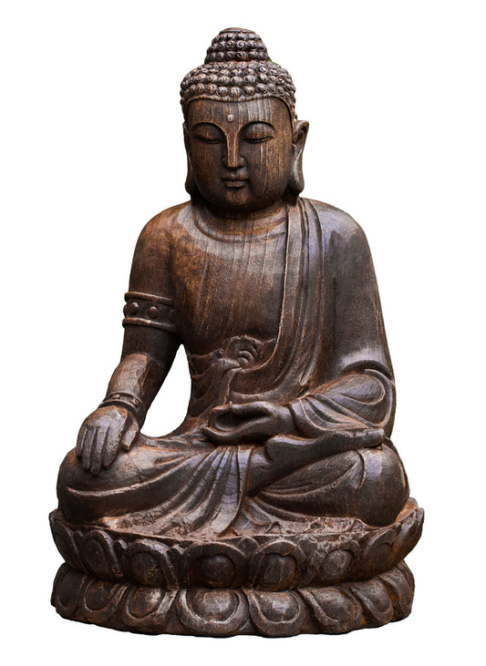 Antique Buddha on Lotus Throne Statue