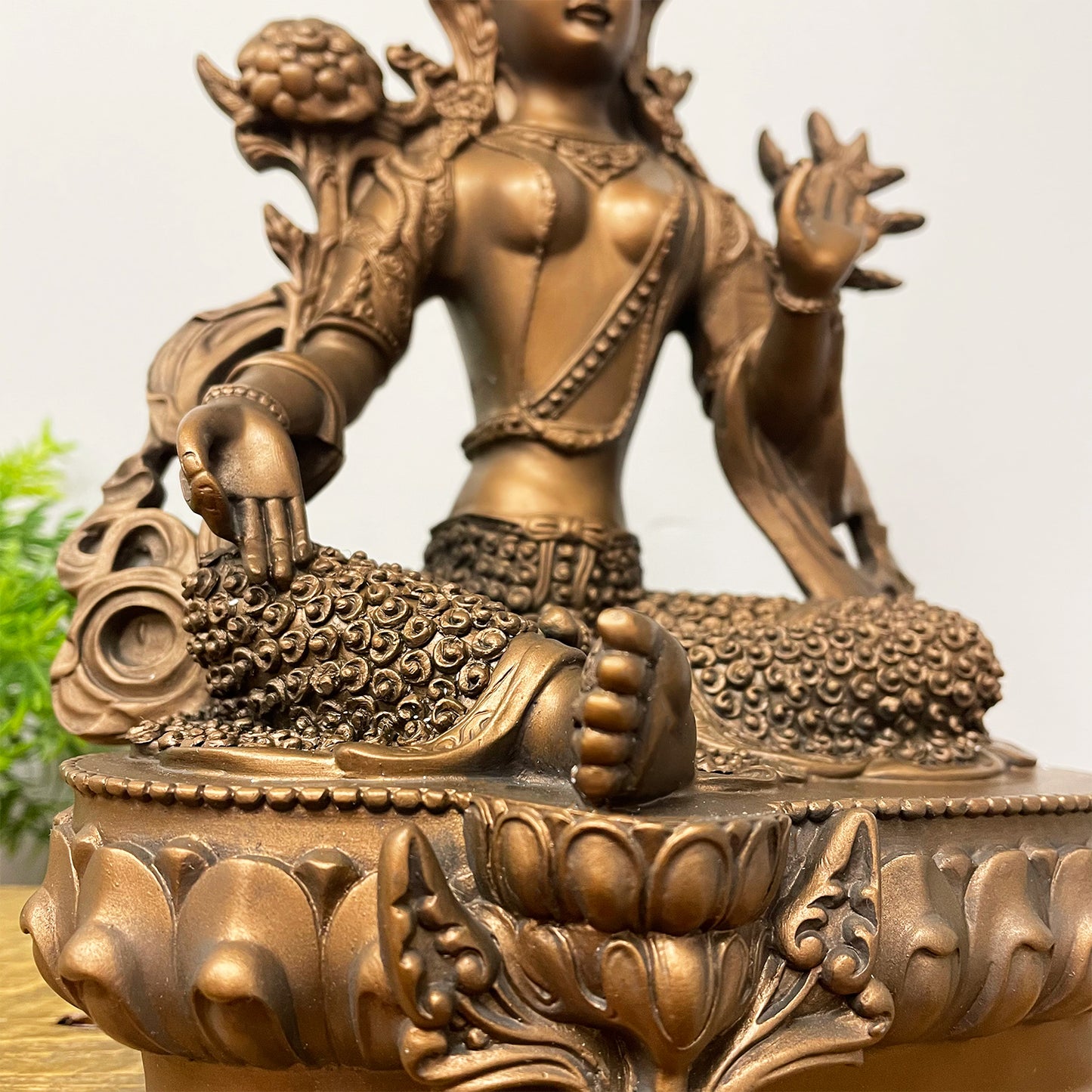 Green Tara Statue with Bronze Finish