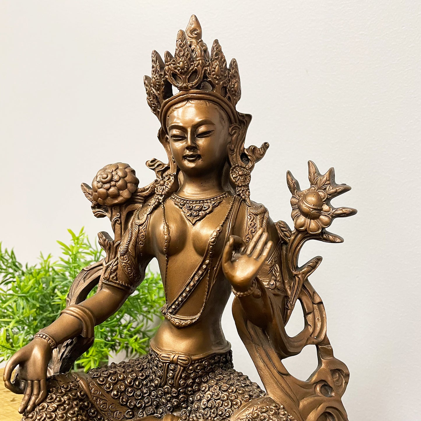Green Tara Statue with Bronze Finish