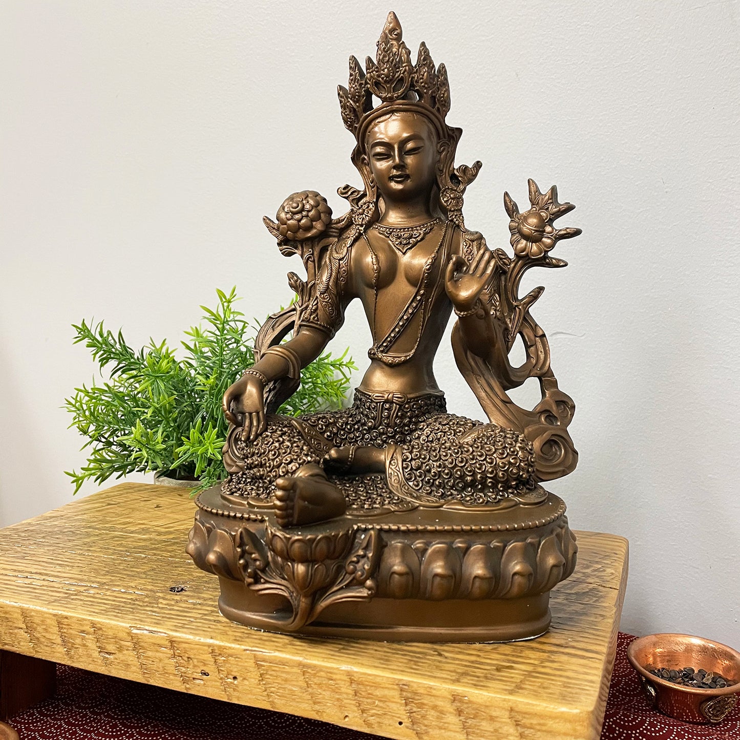 Green Tara Statue with Bronze Finish