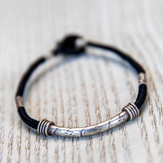 Silver and Rope Bracelet