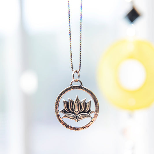 Silver Lotus Pendant Necklace