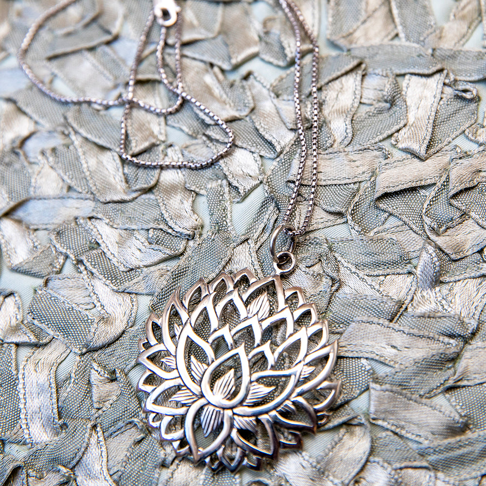 Large Lotus Pendant Necklace