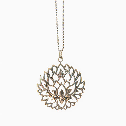 Sterling Silver Lotus Flower Pendant – hannahlongjewelry